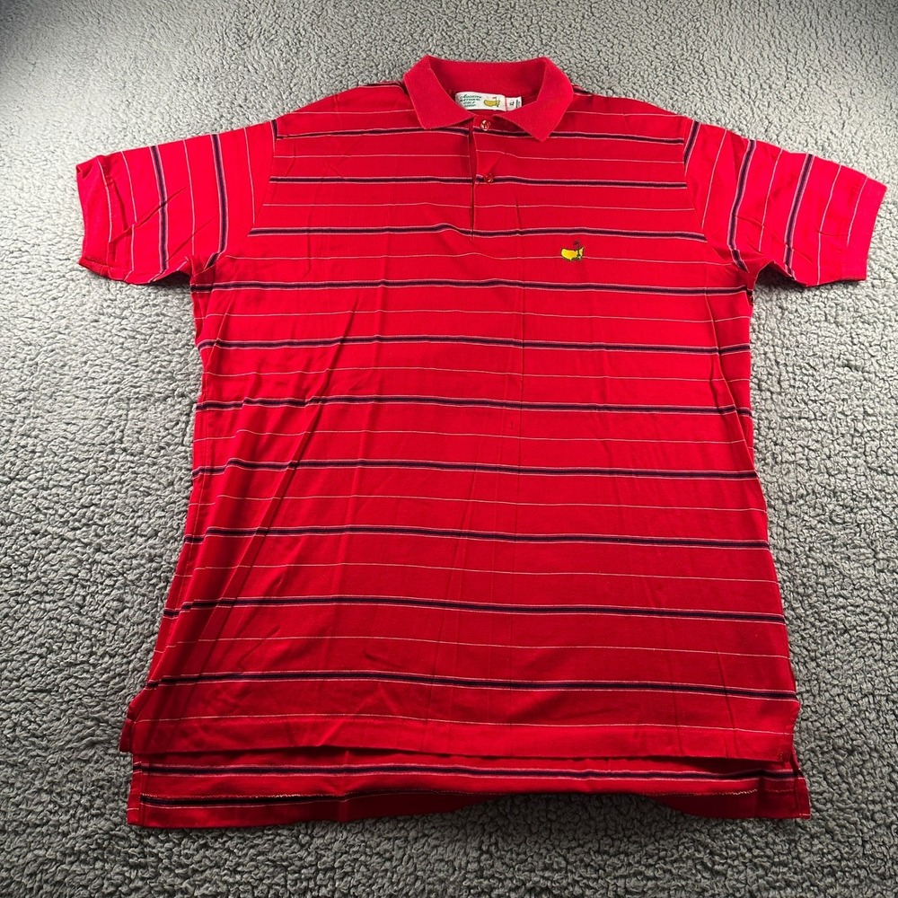Vtg Augusta National Golf Shop Polo Shirt Mens‎ XL Red Striped Logo 80's Flaw